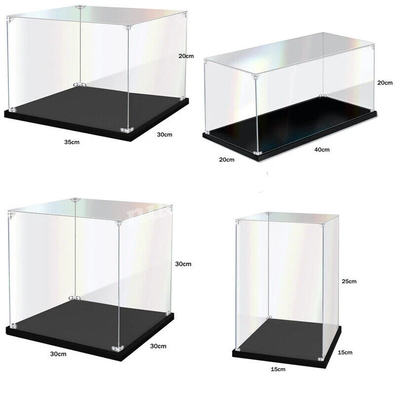 Clear Acrylic Display Case Assemble Box Dustproof Protection with Black Base - Image 1 of 4