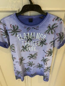 Scotch Shrunk Blue Palm Tree Print Tshirt Age 14 - Picture 1 of 3