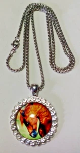Collar colgante de cristal marrón caballo en forma redonda - Imagen 1 de 2
