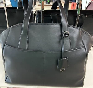 NEW Tumi Mezzanine LINZ 15.5” LARGE CARRYALL Laptop Tote Bag 100% BLACK LEATHER - Picture 1 of 5