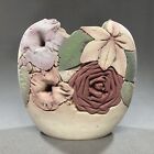 1999 John Davis Studios 8? Hand Built Molded Flowers Studio Art Pottery Vase