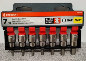 Brand New Crescent CBSS0N Alloy Steel 7pcs Hex Bit Metric Socket Set SAE 3/8inch - Picture 1 of 9