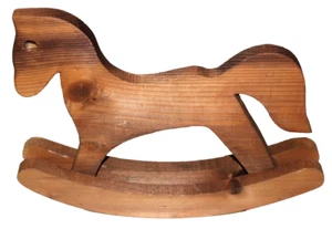 STURDY HANDCRAFTED WOOD ROCKING HORSE 14” x 11” x 2-1/4” WIDE READY TO DECORATE - Picture 1 of 7