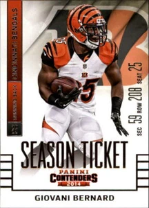 2014 Panini Contenders - GIOVANI BERNARD 8 base season ticket Cincinnati Bengals - Picture 1 of 1