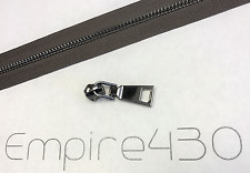 Continuous Zipper Chain by Feet, Unfinished Zipper - Metal #5 Black, Brown Tape