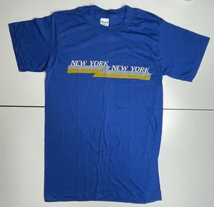 Camiseta Nueva York Nueva York Azul Amarillo Talla S/XS NOS Ched Vintage Años 80 - Imagen 1 de 6