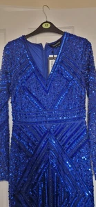 Sosandar Blue Gliter Ocassional Dress Size 10 - Picture 1 of 3