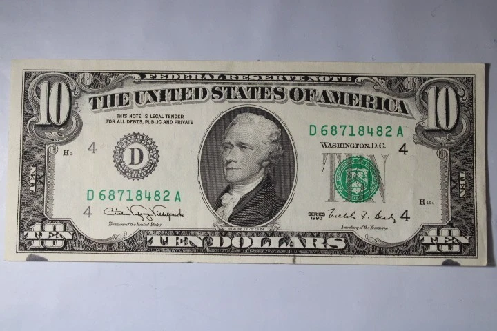 Series 1990 C 10$ Dollar Bill Federal Reserve Note Ten Dollars   39 - Image 1 of 4