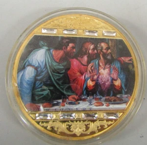 American Mint 24k Gold Layered w/ Swarovski Jesus John The Last Supper Coin - Picture 1 of 5