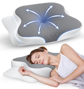 Cuscino Cervicale per Sollievo dal Dolore al Collo - Cuscino Ergonomico in Memory Foam con Cool... - Foto 1 di 7