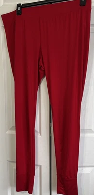 LANDS' END L 14-16 RED LEGGINGS PULL ON ELASTIC WAIST 94% POLY 6% SPNDX - Image 1 of 4