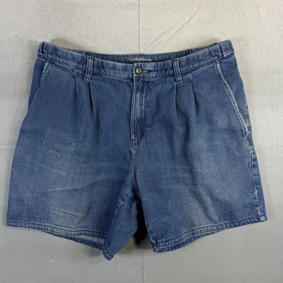 Croft & Barrow Denim Shorts Mens 36 Blue Medium Wash Elastic Waist 6" Inseam - Image 1 of 4