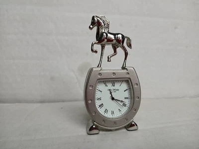 68WM.Widdop Mini Metal Horse and Horseshoe Clock New Battery  Video #68 - Image 1 of 4