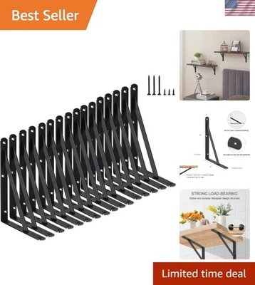 Paquete de 16 soportes de estante de alta resistencia Rústicos L8 x H6 - Fácil instalación para cualquier espacio Foto 1 de 4