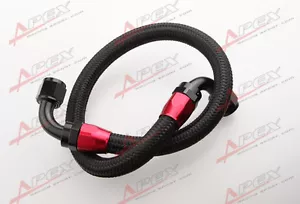 24" 90°10AN Nylon Braided Racing Performance Oil Fuel Coolant Line Hose Assembly - Imagen 1 de 4