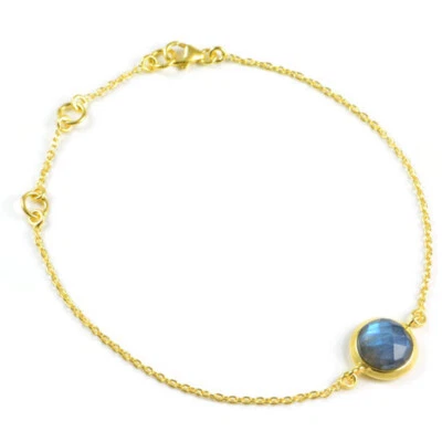 Birthstone Bracelet February Semi-Precious Stone Labradorite 925 Sterling Sil... - Image 1 of 4