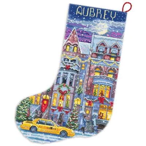 Letistitch Kreuzstich Stickpackung "Winterliches Stadthaus Weihnachtsstrumpf", Z - Bild 1 von 4