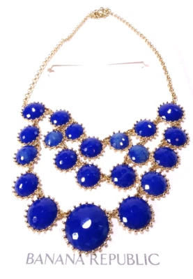 Banana Republic Women's Electro Blue Web Link Bubble Statement Necklace NWT 88 - Image 1 of 4