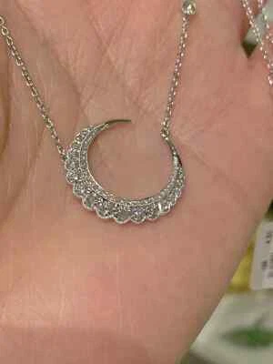 2Ct Round Diamond  Lab Created Moon Pendant 14K White Gold Plated - Image 1 of 4