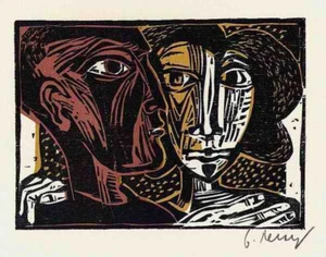 Werner Persy - - KLEINES PAAR - 1976 - Handsignierter OriginalHolzschnitt - Picture 1 of 1