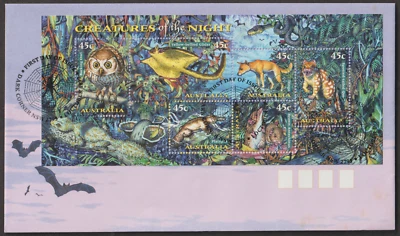 (A46)MALAYSIA AUSTRALIA 1997 CREATURES OF THE NIGHT MS FDC. STAMP VAL A$2.70 - Image 1 of 2