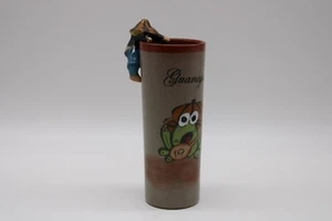 Guanajuato Redware Glass w Straw Holder Figurine & Frog w Guitar - 8" T Adorable - Picture 1 of 9