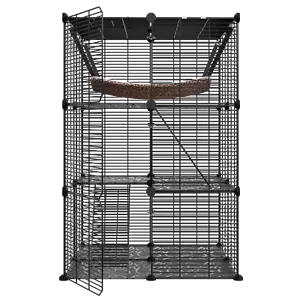 Cat Cage Enclosure Indoor DIY Cat Playpen Detachable Metal Wire Kennels Black - Picture 1 of 20