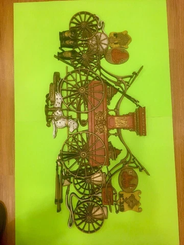 Vintage 1971 Burwood Fire Truck Wall Art Wall Hanging Plaque.39''x18'' Cover
