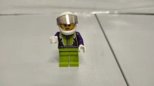 LEGO Minifigure Monster Truck Driver - Green,Purple,w/White Helmet  - Picture 1 of 5