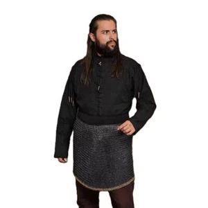 Blackened Riveted Chainmail Skirt Flat Ring with soiled ring Medieval skirt - Picture 1 of 6