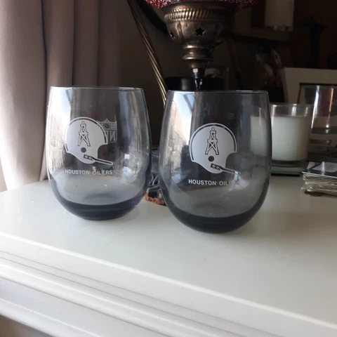 Vintage NFL Houston Oilers Cocktail Glass Set Tinted Smoke 70s Cover