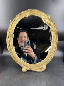 Vintage Wood Vanity Mirror Table Top Mirror Stand Alone Mirror gold - Picture 1 of 12