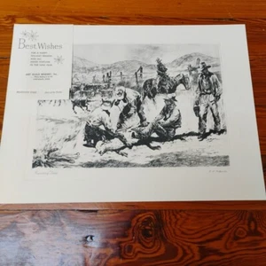 R H Palenske Branding Time Print w/Original Story 16x12 - Picture 1 of 6