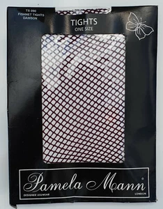 Pamela Mann Fishnet Tights One Size Damson - Picture 1 of 3