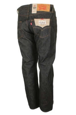Levis 501 Shrink To Fit Button Fly Jeans Straight Leg Color Black Rigid 0226 - Image 1 of 2