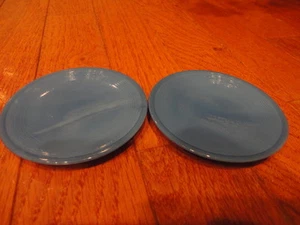 Concentric Rib Blue Akro Agate Child's Toy Plate Slag Glass 3-1" w Vintage - Picture 1 of 8