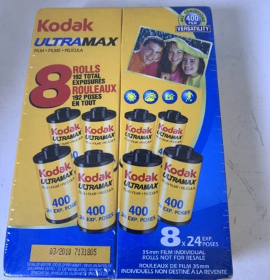 Kodak Ultramax Versatility 35mm Color Print Film 8 Roll 400 Speed 192 Exposures - Image 1 of 4