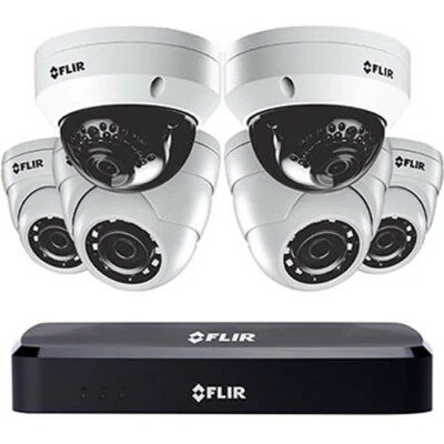 Flir 8 CH 4K UHD 3TB NVR PoE Surveillance Security Camera System+N253V8+P143E4 - Image 1 of 4