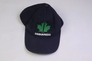 DSQUARED2 Baseball Cap Navy Blue Cotton Maple Leaf Logo Adjustable Strap - Picture 1 of 14