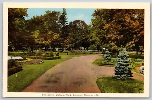 London Ontario Canada The Drive Victoria Park WB Postcard - Picture 1 of 2