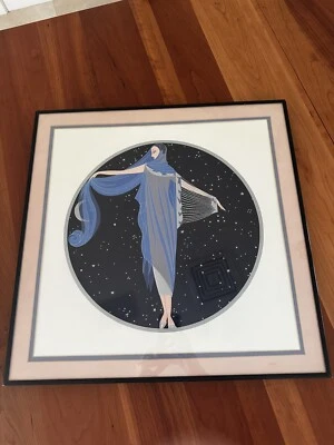 Beautifully Framed Vintage Erte Moonlight Offset Lithograph 80s 90s Celestial - Image 1 of 4