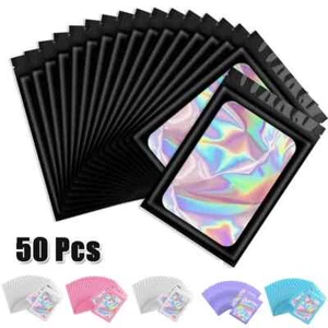50Pcs Translucent Smell Proof Mylar Bags Resealable Holographic Packaging Pouch - Picture 1 of 15