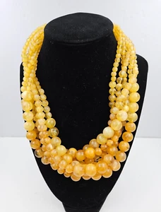 Retro Variegated Butterscotch 19 inch Beaded Six Strand Chunky Choker Necklace - Picture 1 of 14