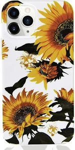 Funda HUIYCUU para iPhone 12 Pro Max 6,7", girasoles sobre fondo blanco - Imagen 1 de 9