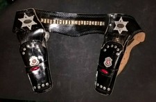 CINTURONE DOPPIO PER PISTOLE DA SCERIFFO CON STELLE,N CUOIO ANNI 60