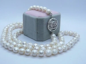 COLLANA PERLE FIUME E STADERA ARGENTO 925 MONETA ANTICA GRECIA NECKLACE PEARLS - Picture 1 of 3