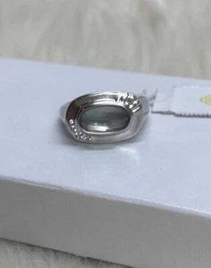 Kendra Scott Anna Band Cat's Eye Silver Ring Size 6 Rhodium Plated - Picture 1 of 7