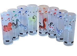 Libbey Carousel Glasses Libbey Merry Go Round Glasses 8 Glasses Vintage Circus - Picture 1 of 1