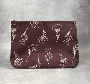 Thirty One Large Zipper Pouch Burgundy Floral Pattern 12”x 9”New 0236 - Picture 1 of 5