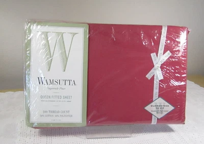 Wamsutta Superscale Plus 200 TC Queen Fitted Sheet Burgundy Red Made in USA NEW - Image 1 of 4